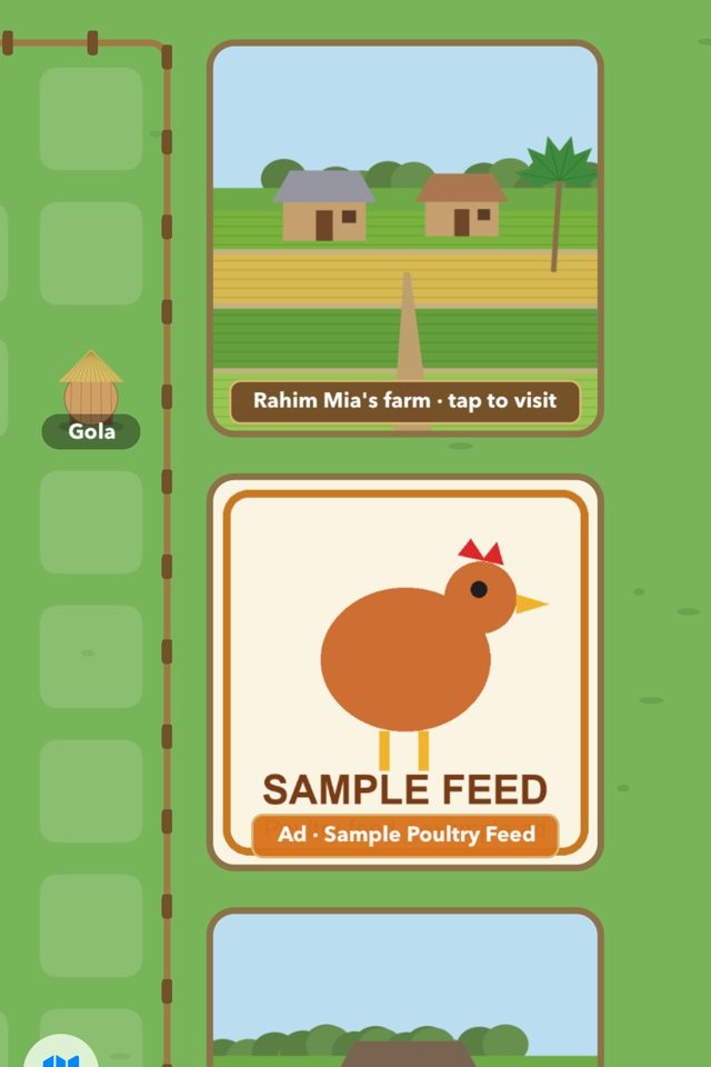 Example: a sponsor plot labelled Ad, Sample Poultry Feed, between two neighbours' farms