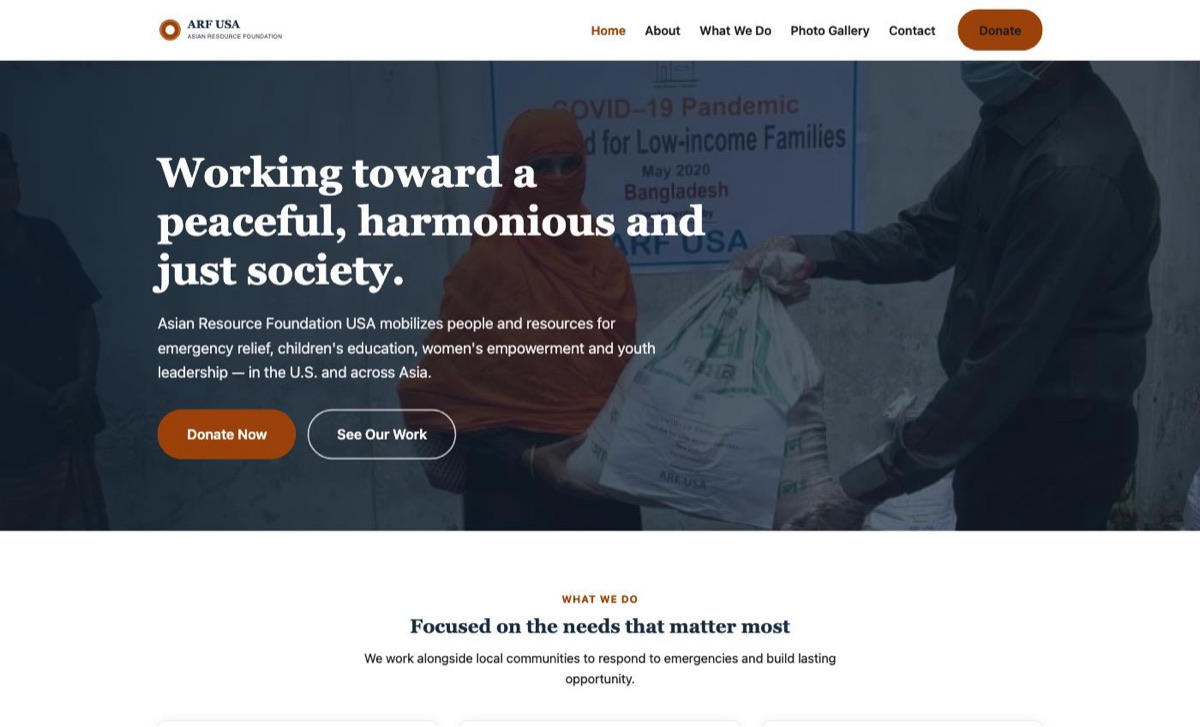 ARF USA charity website